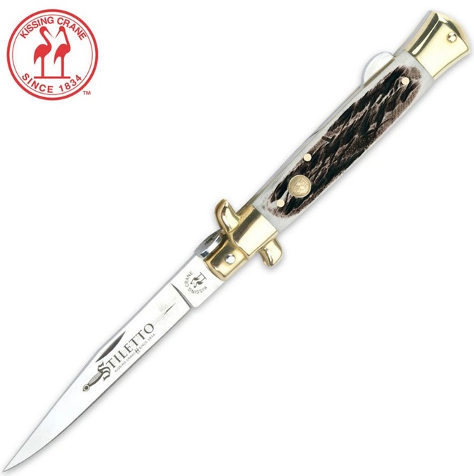 Kissing Crane Burnt Bone Folding Knife, Stainless Steel, KC5053