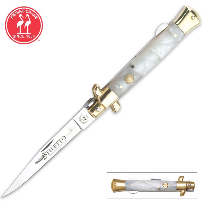 Kissing Crane Flipper Folding Knife, Mother Of Pearl Finish, KC5055