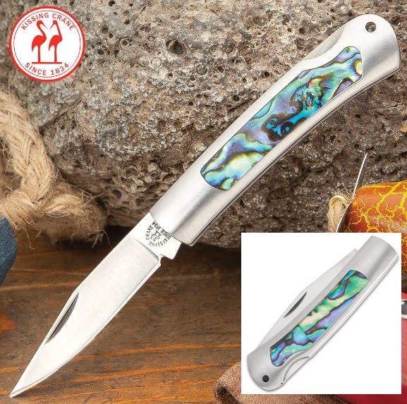 Kissing Crane Genuine Abolone Mini Pocket Knife, KC5506