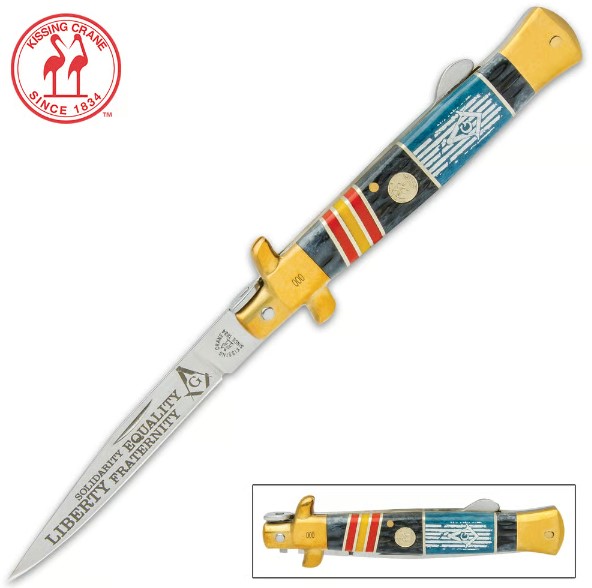Kissing Crane Mason Stiletto Style Folding Knife, Jigged Bone Handle, KC5865