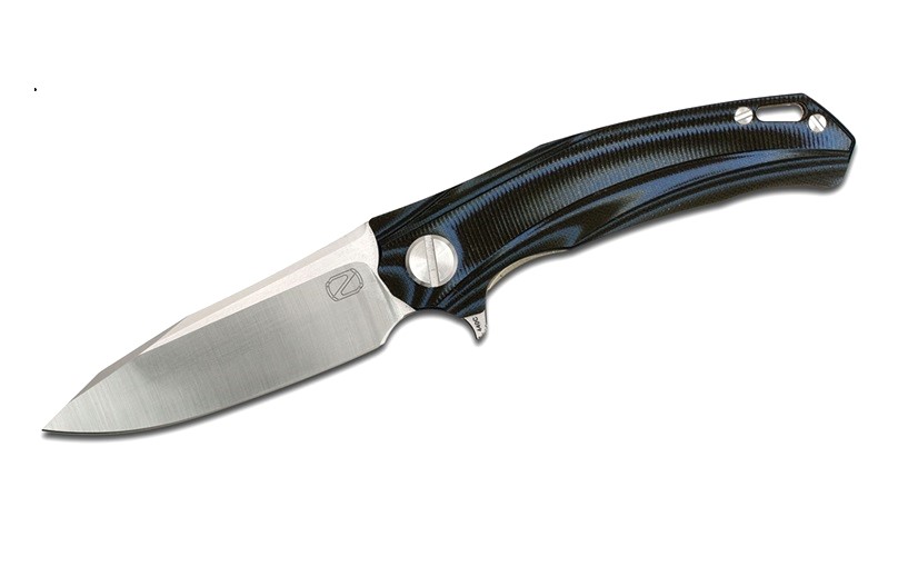 Stedemon D01 Flipper Folding Knife, 440C Satin, Black & Blue G10, ZKC05
