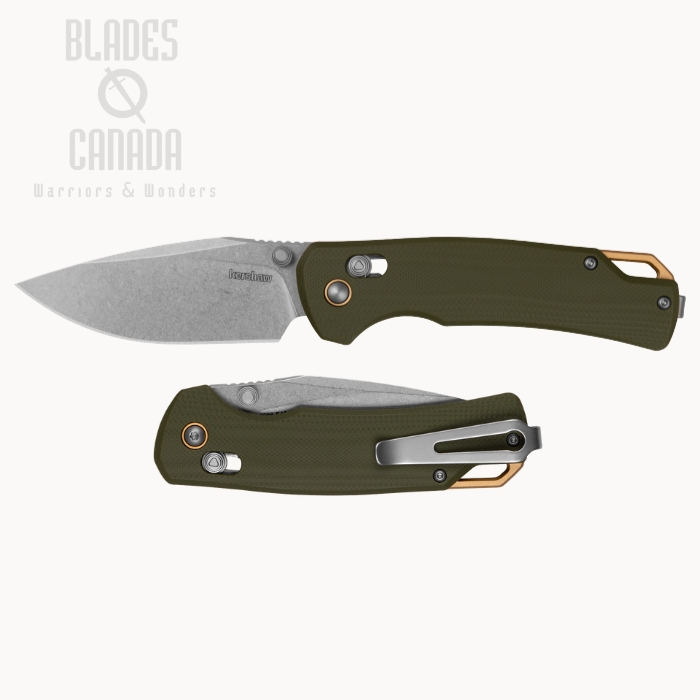 (image for) Kershaw Proximal Duralock Folding Knife, D2 Stonewash, G10 Olive, 2058