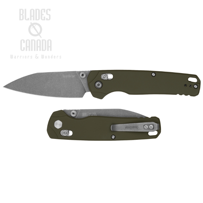 (image for) Kershaw Bel Air XL Duralock Folding Knife, CPM 3V Working Finish, Aluminum Olive, 6110OL