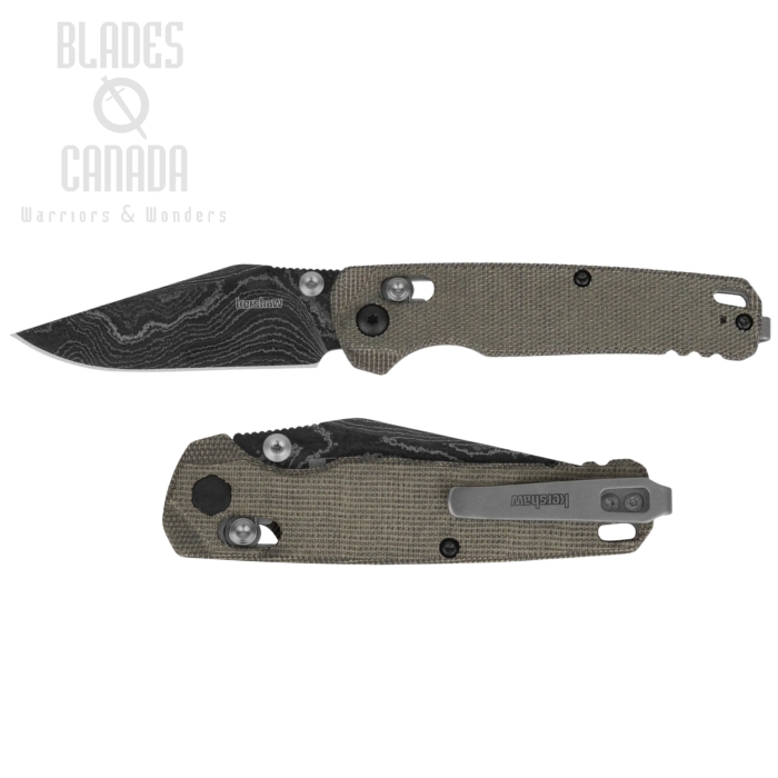 (image for) Kershaw Bel Air DuraLock Folding Knife, Damascus Black, Micarta Green, 6106DAM