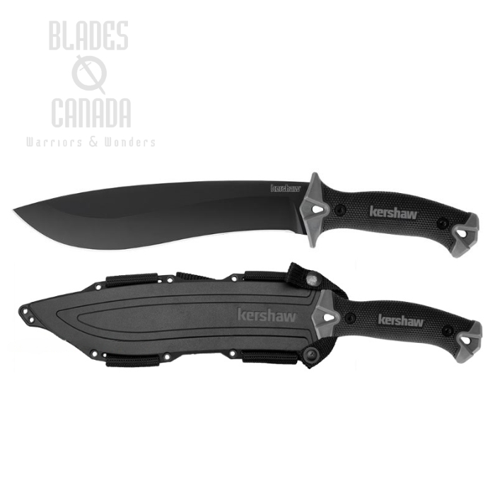 Kershaw Camp 10 Fixed Blade Machete, 65Mn Steel, Full Tang Handle, Hard Sheath, KE-1077