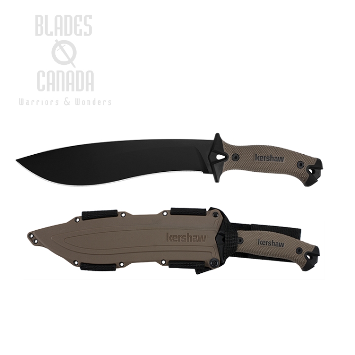 Kershaw Camp 10 Fixed Blade Machete, 65Mn Steel, Tan Handle, KE-1077TAN