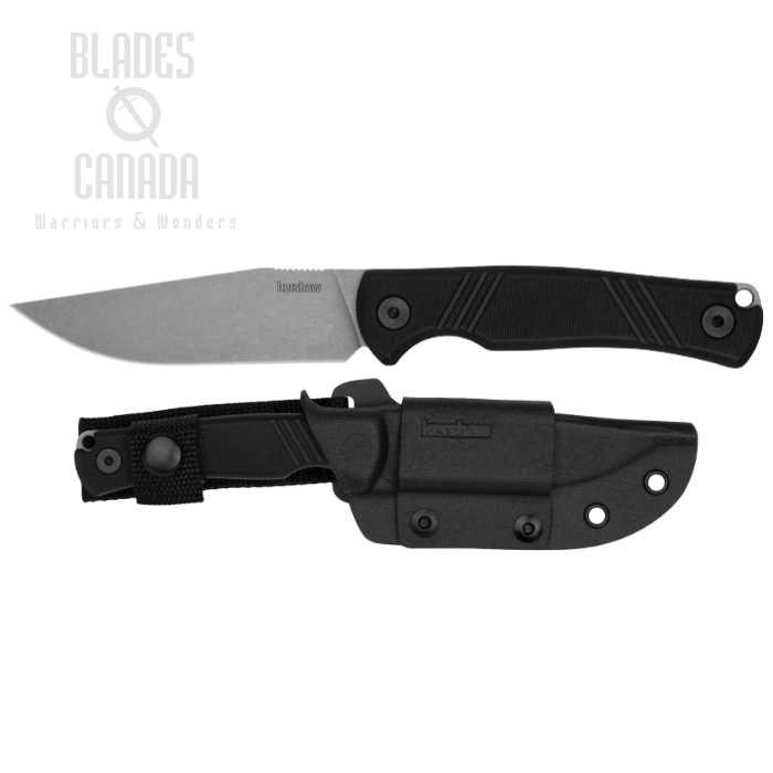 Kersahw Pack Mule Fixed Blade Knife, N690 Working Finish, G10 Black, Kydex Sheath, KE-1089
