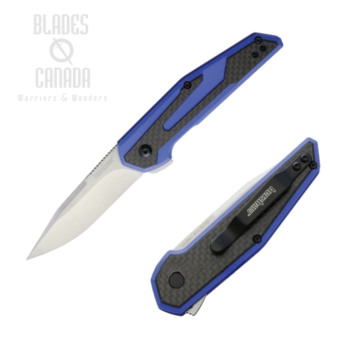 Kershaw Fraxion Flipper Folding Knife, G10 Blue/Carbon Fiber, KE-1160BLU