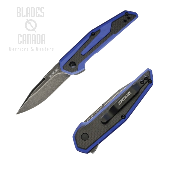 Kershaw Fraxion Flipper Folding Knife, Blackwash, G10 Blue/Carbon Fiber, KE-1160BLUBW