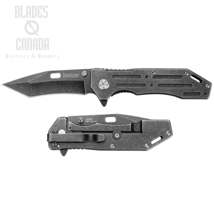 Kershaw Lifter Flipper Framelock Knife, BlackWash Steel, KE-1302BWX