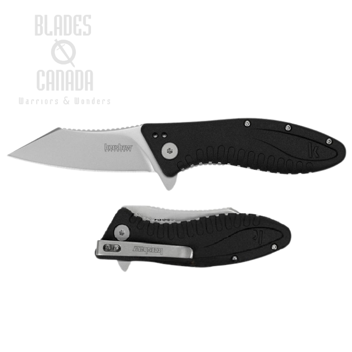Kershaw Grinder Flipper Folding Knife, Assisted Opening, GFN Black, KE-1319