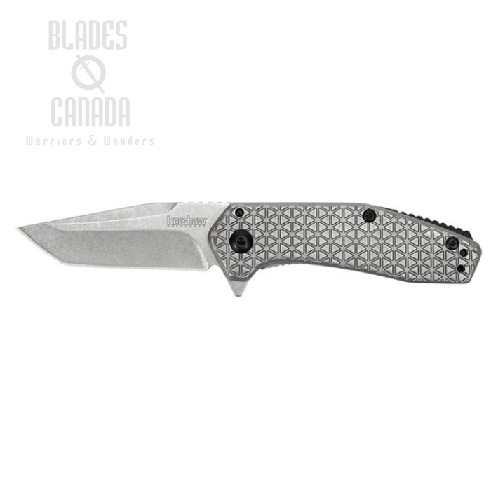 Kershaw Cathode Flipper FrameLock Knife, Assisted Opening, Stainless Handle, KE-1324