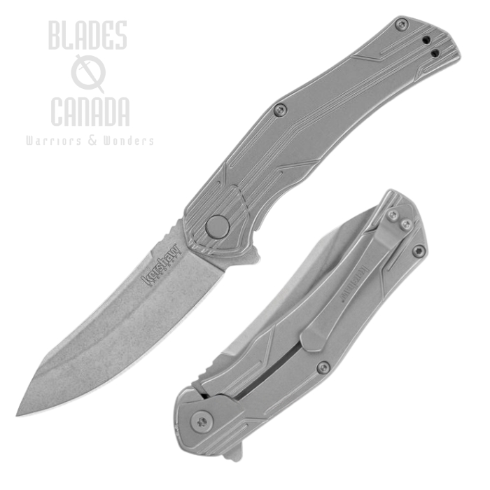 Kershaw Husker Flipper Framelock Knife, Assisted Opening, Stainless Handle, KE-1380