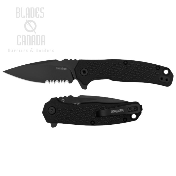 Kershaw Conduit Flipper Folding Knife, Assisted Opening, Black Blade Partially Serrated, GFN Black, KE-1407ST