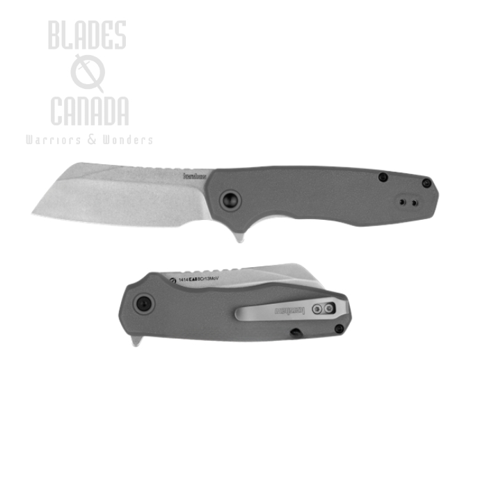 Kershaw Wharf Flipper Folding Knife, Assisted Opening, Stonewash Blade, GFN Grey, KE-1414