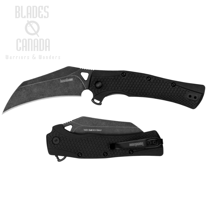 Kershaw Dawnstar Flipper Folding Knife, Assisted Opening, BlackWash Coating, GFN Black, KE-1423