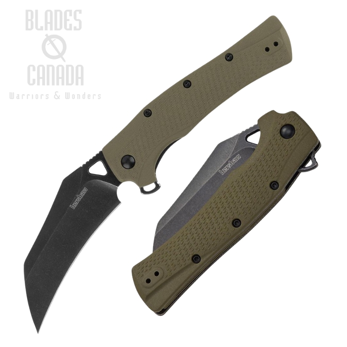 (image for) Kershaw Dawnstar Flipper Flipper Folding Knife, Blackwash Blade, GFN Olive Green, 1423OL