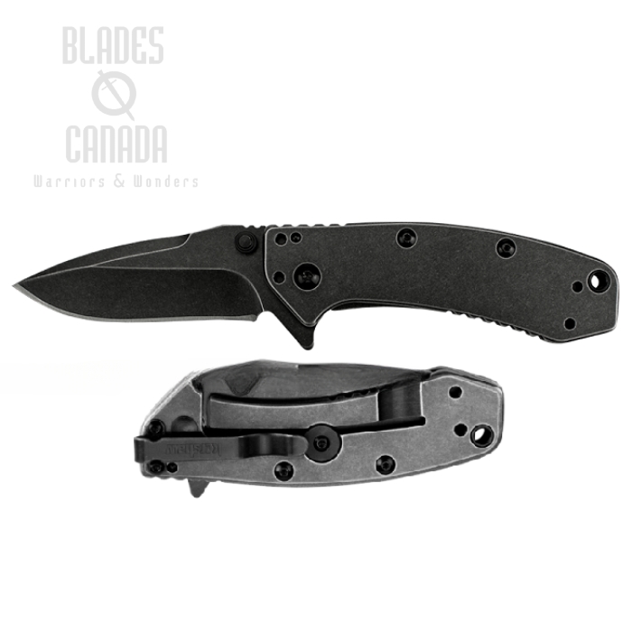 Kershaw Cryo Hinderer Flipper Framelock Knife, Assisted Opening, Stainless Handle, K1555BW