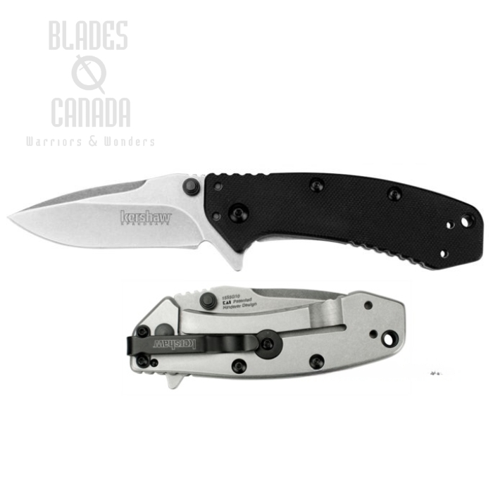 Kershaw Cryo Hinderer Flipper Framelock Knife, Assisted Opening, G10 Black, K1555G10