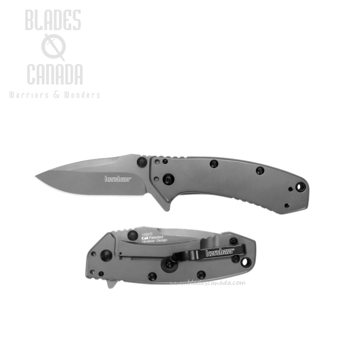 Kershaw Cryo Hinderer Flipper Framelock Knife, Assisted Opening, 410/Titanium, K1555TI