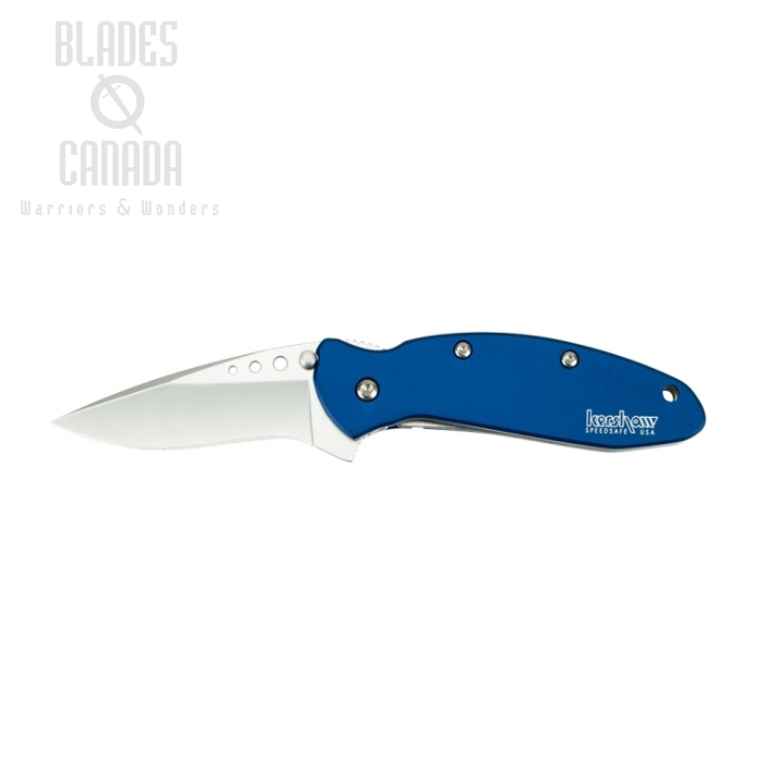 Kershaw Scallion Flipper Folding Knife, Assisted Opening, 420HC, Aluminum Blue, K1620NB
