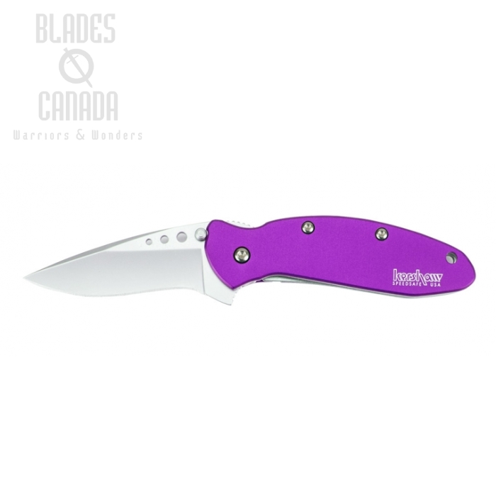 Kershaw Scallion Flipper Folding Knife, Assisted Opening, 420HC, Aluminum Purple, K1620PUR