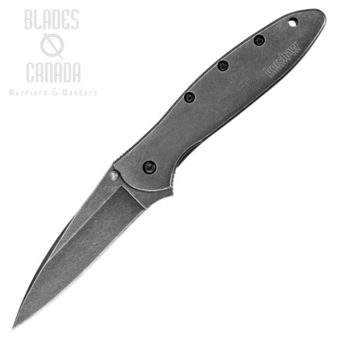 Kershaw Leek Framelock Flipper Knife, Assisted Opening, 14C28N Sandvik, Stainless Handle, K1660BWWM