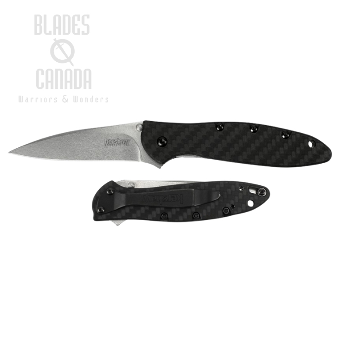 Kershaw Leek Flipper Folding Knife, Assisted Opening, CPM 154CM, Carbon Fiber, K1660CF