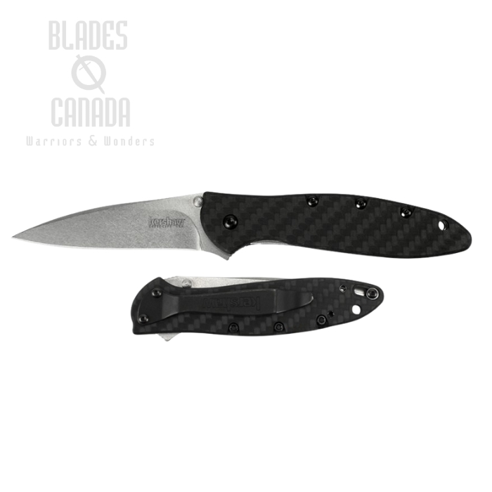 Kershaw Leek Flipper Framelock Knife, Assisted Opening, 14C28N Sandvik, Stainless Black, K1660CKT