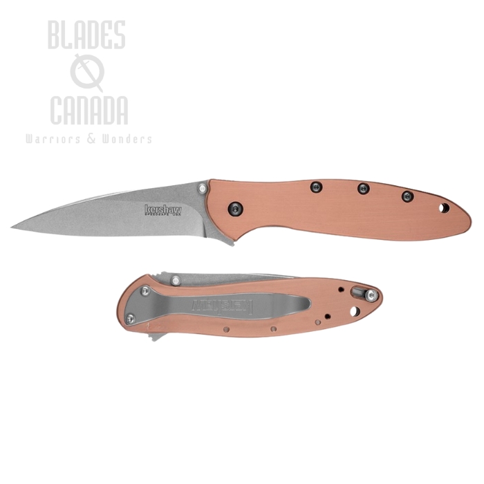 Kershaw Leek Flipper Folding Knife, 154CM, Copper Handle, K1660CU