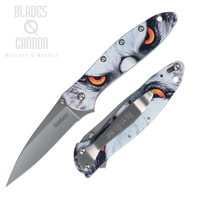 (image for) Kershaw Leek Flipper Folding Knife, 14C28N Stainless, Aluminum Hawk Eyes, 1660Hawk