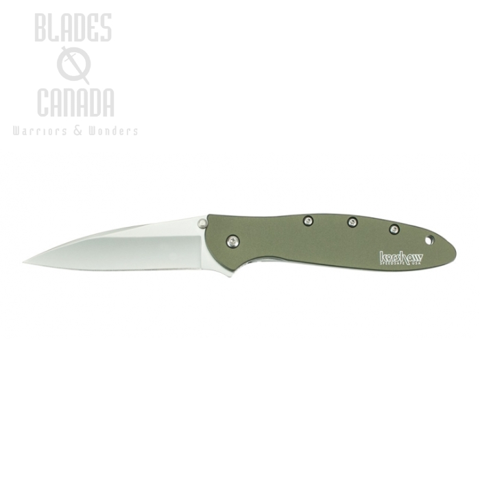 Kershaw Leek Flipper Folding Knife, Assisted Opening, 14C28N Sandvik, Aluminum OD, K1660OL