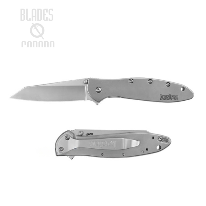 Kershaw Random Leek Flipper Folding Knife, Assisted Opening, 14C28N Sandvik, Stainless Handle, K1660R