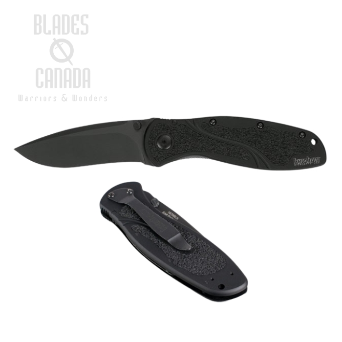 Kershaw Blur Folding Knife, Assisted Opening, 14C28N Sandvik, Aluminum Black, K1670BLK