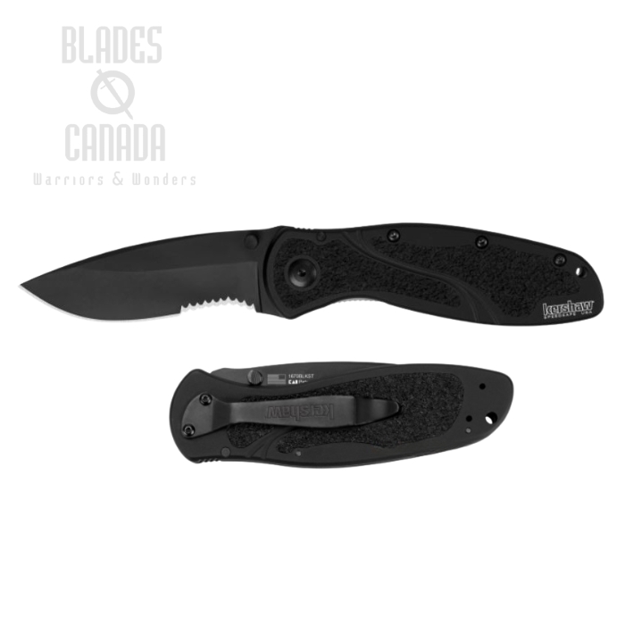 Kershaw Blur Folding Knife, Assisted Opening, 14C28N Sandvik, Aluminum Black, K1670BLKST