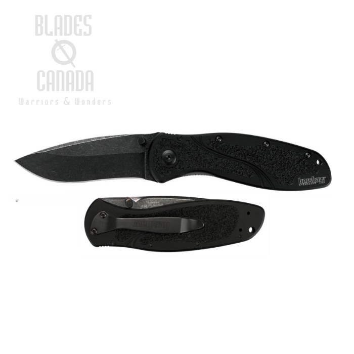 Kershaw Blur Folding Knife, Assisted Opening, 14C28N Sandvik, Aluminum Black, K1670BW