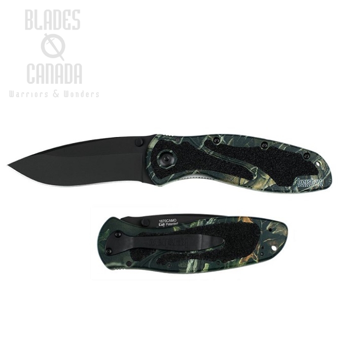 Kershaw Blur Folding Knife, Assisted Opening, 14C28N Sandvik, Aluminum Camo, K1670CAMO