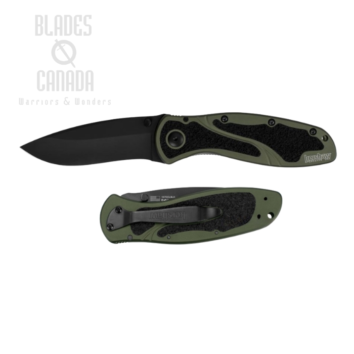 Kershaw Blur Folding Knife, Assisted Opening, 14C28N Sandvik, Aluminum OD, K1670OLBLK