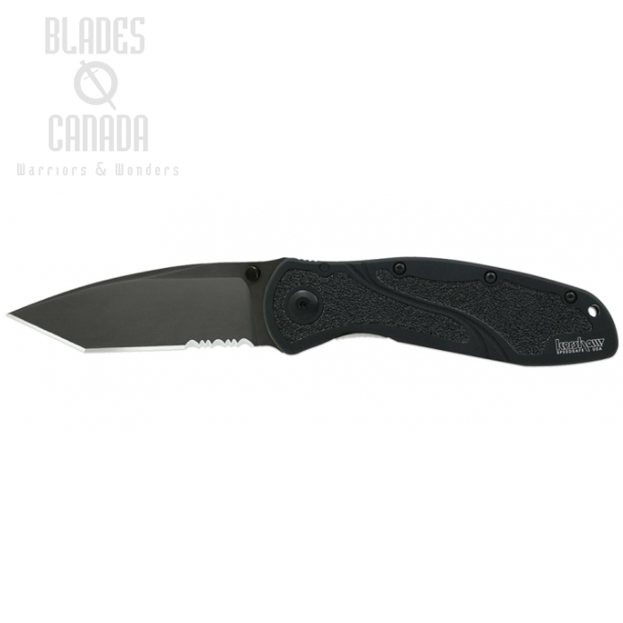 Kershaw Tanto Blur Folding Knife, Assisted Opening, 14C28N Sandvik, Aluminum Black, K1670TBLKST