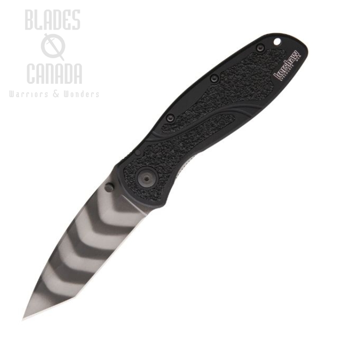 Kershaw Blur Folding Knife, Assisted Opening, CTS-BDZ1 Tanto Tiger Stripe, Aluminum Black, K1670TTS