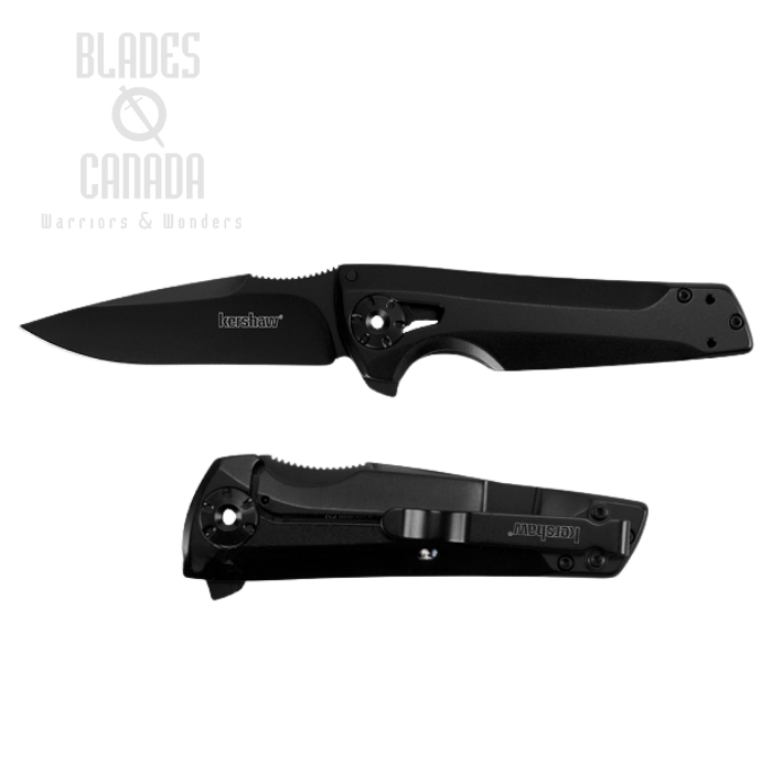 Kershaw Flythrough Flipper Framelock Knife, Stainless Black Handle, K1988