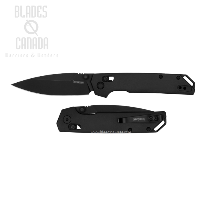 Kershaw Iridium Folding Knife, D2 Black Spear Point, Aluminum Black, 2038BLK
