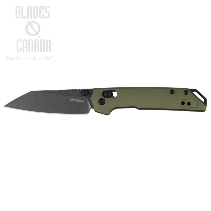 (image for) Kershaw Mini Iridium DuraLock Folding Knife, D2 Black SW, Aluminum OD Green, 2051ROLBW