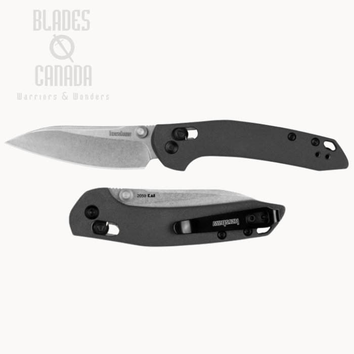 (image for) Kershaw Duster DuraLock Folding Knife, Stonewash Blade, GFN Charcoal Gray, 2059