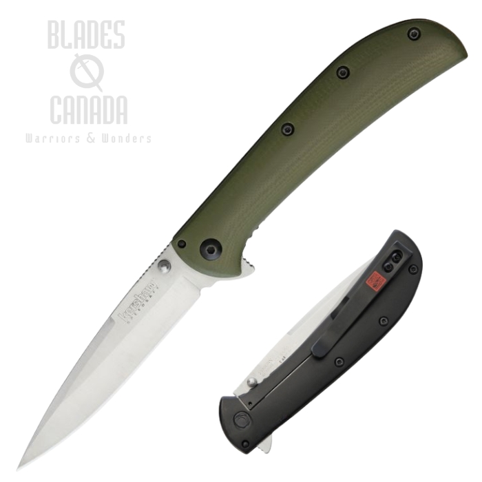 Kershaw Al Mar AM-4 Flipper Framelock Knife, Assisted Opening, G10 Green/Black, K2330GRN