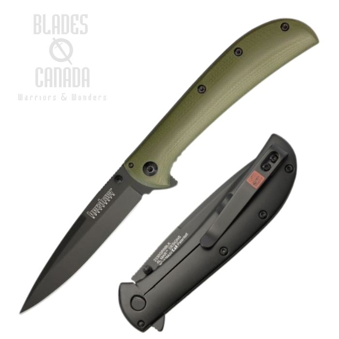 Kershaw Al Mar AM-4 Flipper Framelock Knife, Assisted Opening, G10 Green/Black, K2330GRNBLK