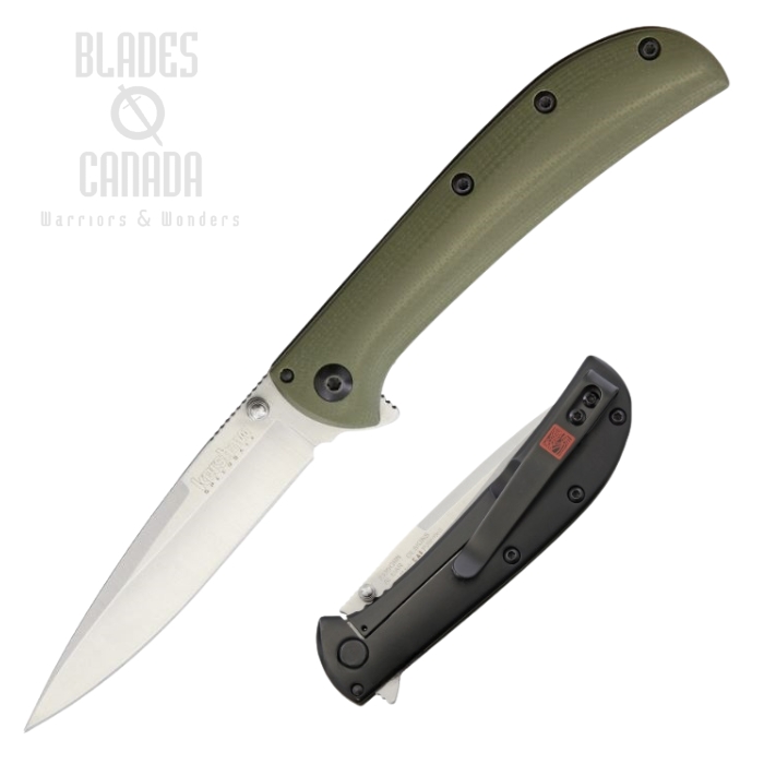 Kershaw Al Mar AM-3 Flipper Framelock Knife, Assisted Opening, G10 Green/Black, K2335GRN