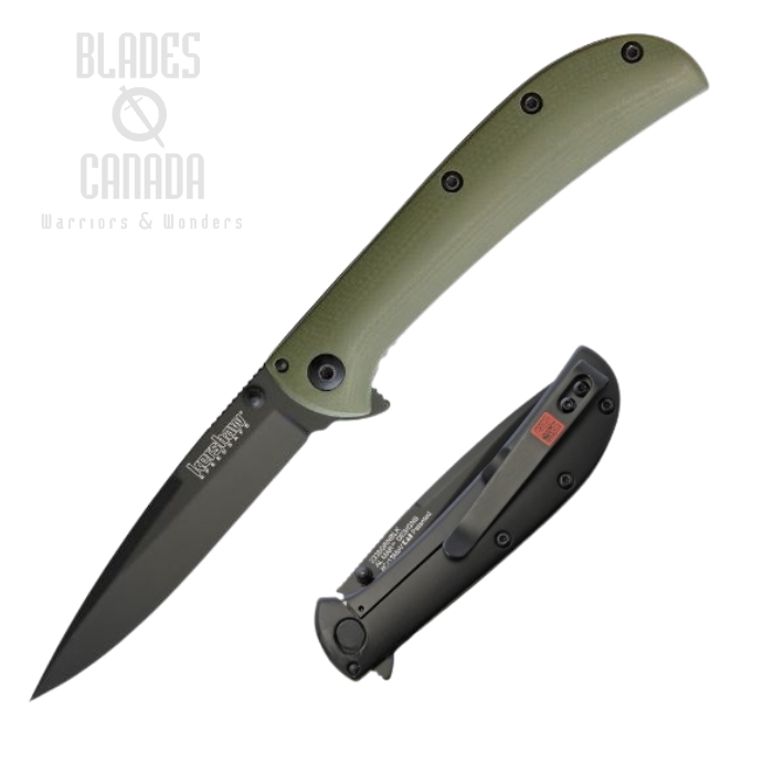 Kershaw Al Mar AM-3 Flipper Framelock Knife, Assisted Opening, G10 Green/Black, K2335GRNBLK