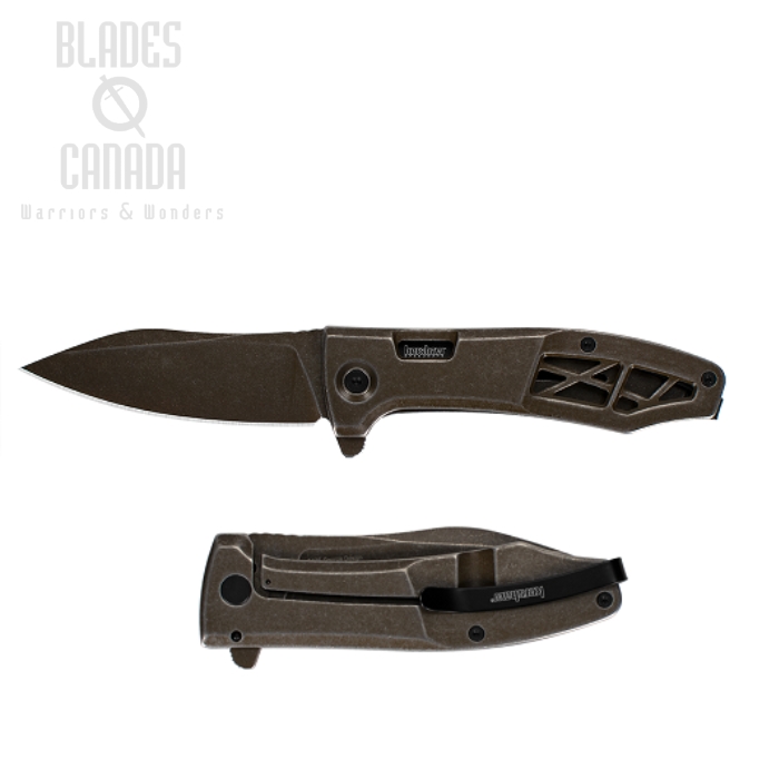 Kershaw Boilmaker Flipper Framelock Knife, Stainless Brown Handle, K3475