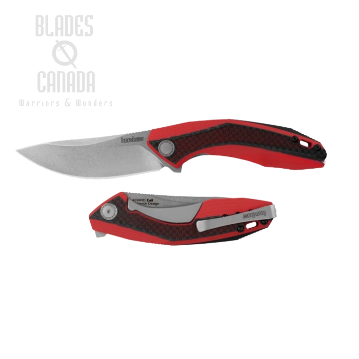 Kershaw Tumbler Flipper Framelock Knife, LTD Edition, D2 SW, G10 Red/CF, K4038RD